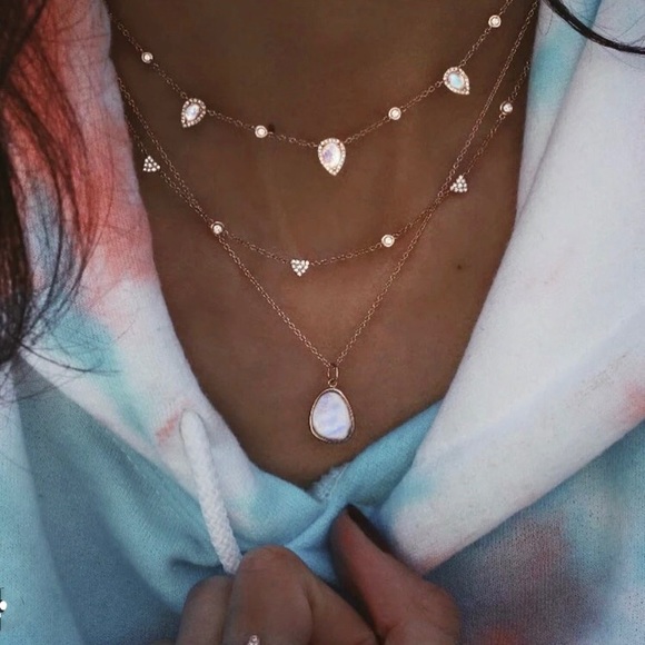 Urban Outfitters Jewelry - “Way to My Heart” Diamond Crystal Layered Necklace
